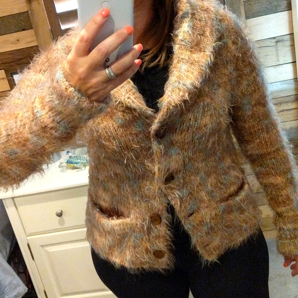 Anthropology cropped cardigan furry soft wool mix - Picture 1 of 2
